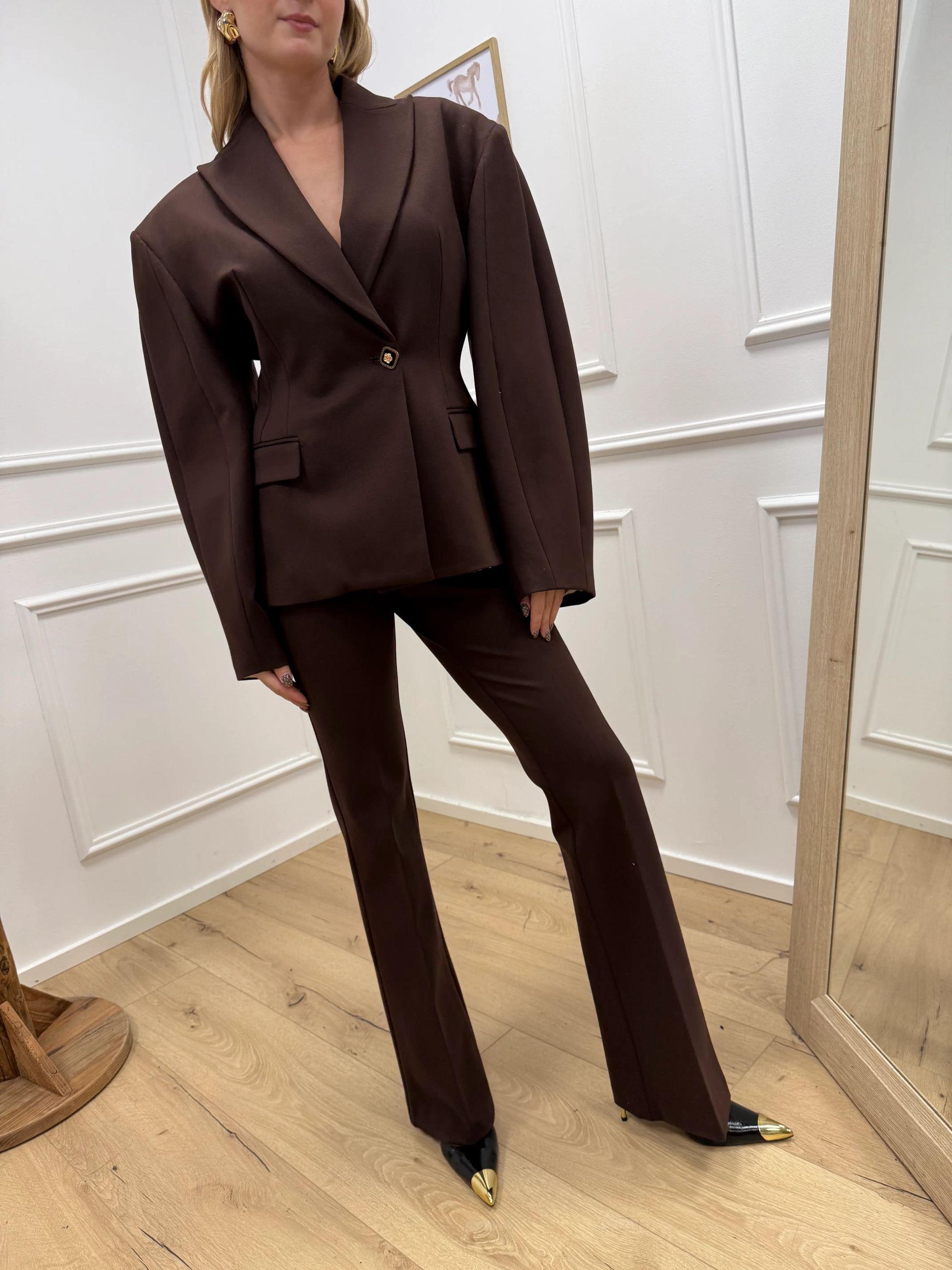 Pantaloni punto milano cioccolato a zampa - Silence Limited