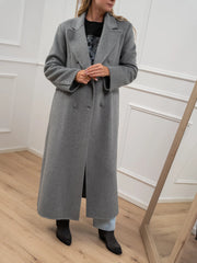 Cappotto strutturato grigio con cintura - HaveOne