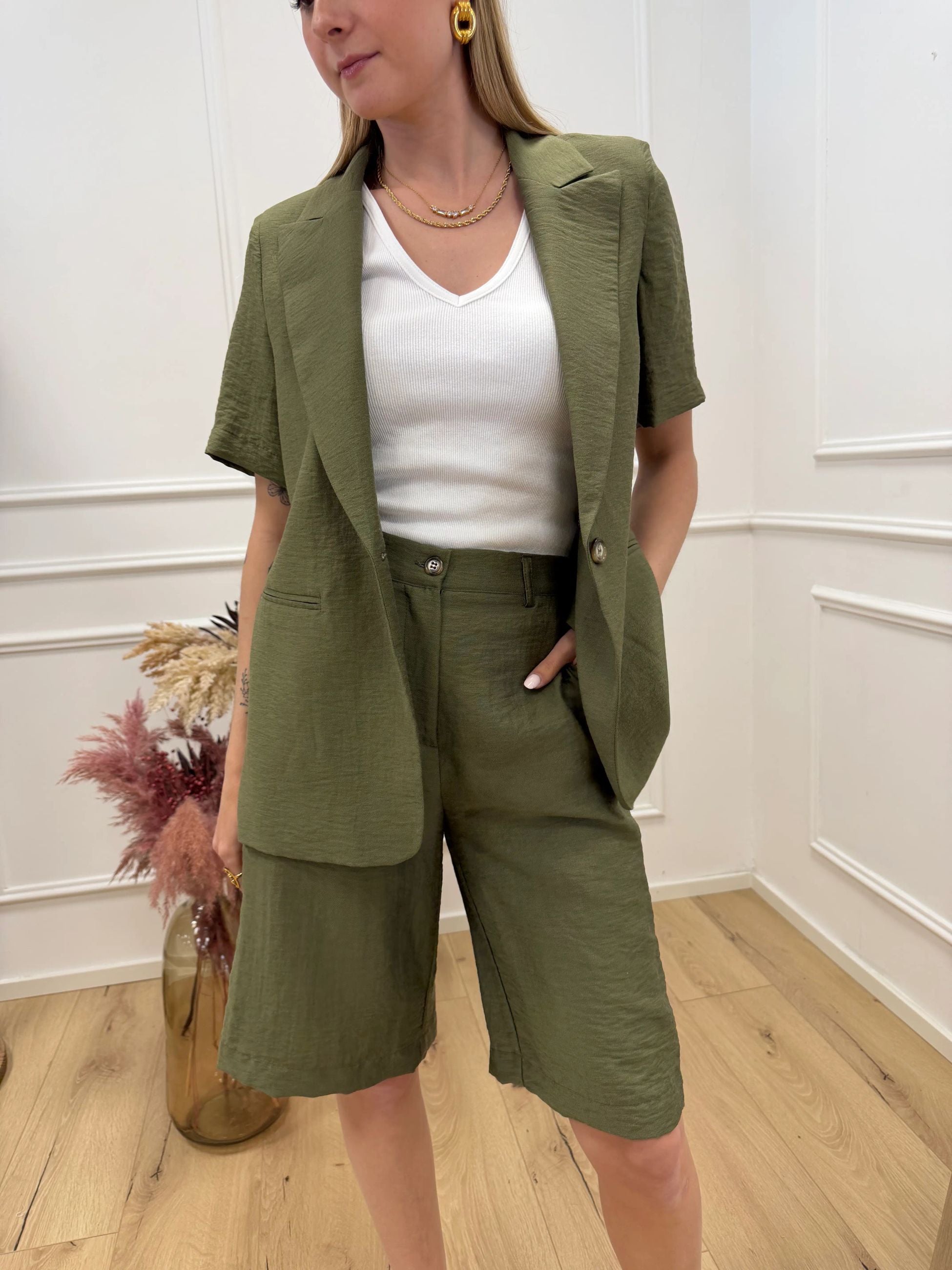 Giacca Ravello army mezza manica in misto lino - HaveOne