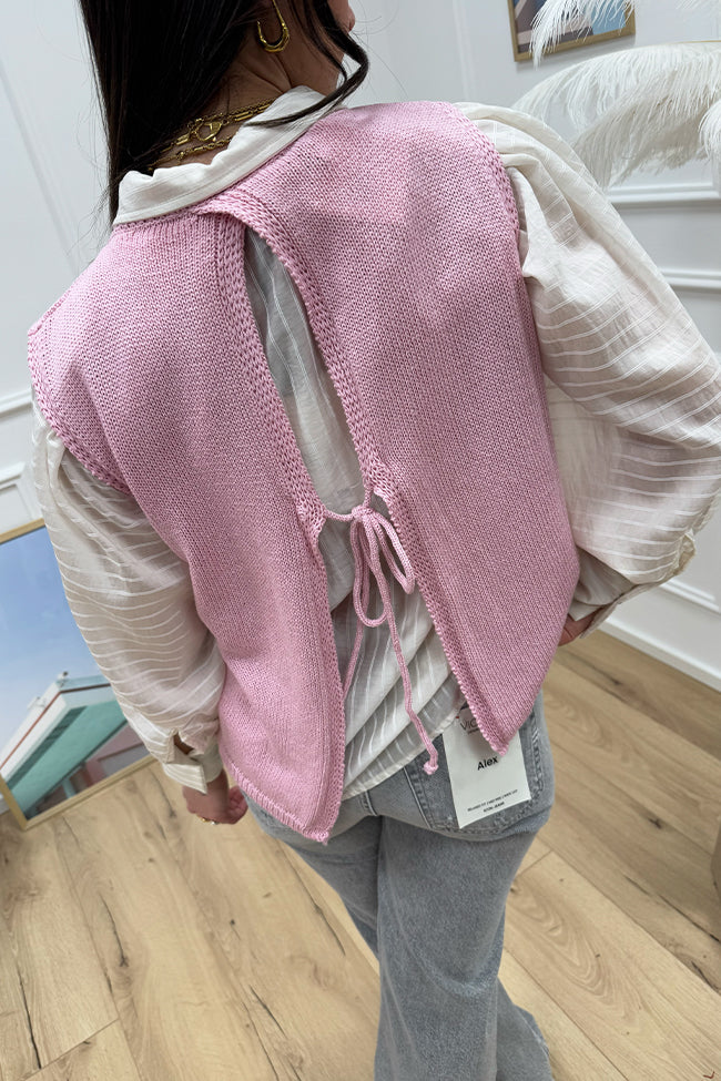 Gilet tricot rosa con fiocco - Vicolo