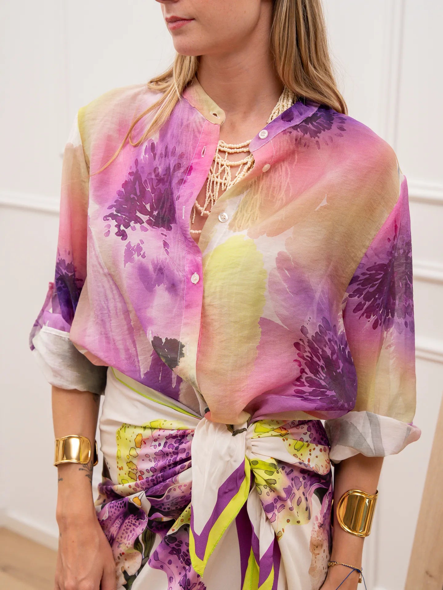Camicia Orchidea viola in lyocell - HaveOne