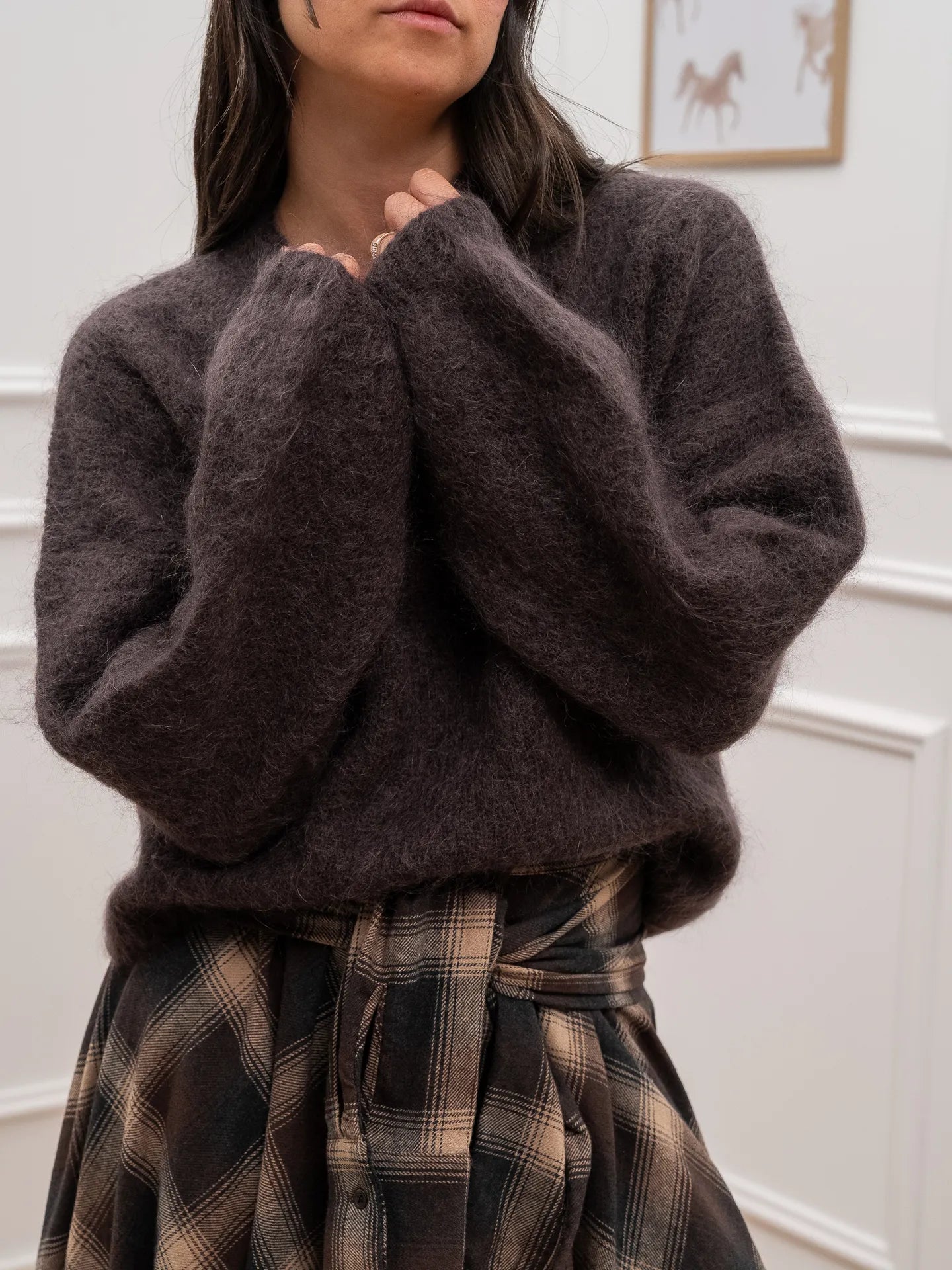 Maglia moro manica palloncino misto mohair - Tensione In