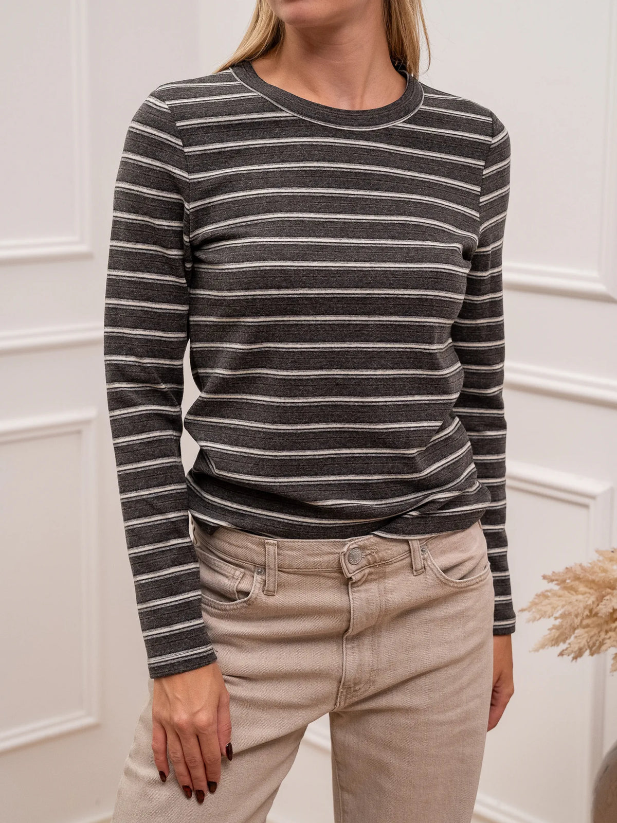 T shirt Pistoia a righe modal, lana e cashmere - Crispy