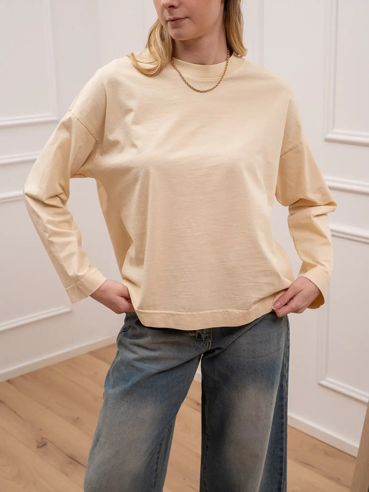 T shirt basic nocciola bordi spessi - HaveOne