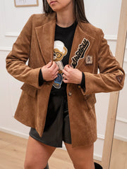 Giacca cammello a costine di velluto con patch - Vicolo