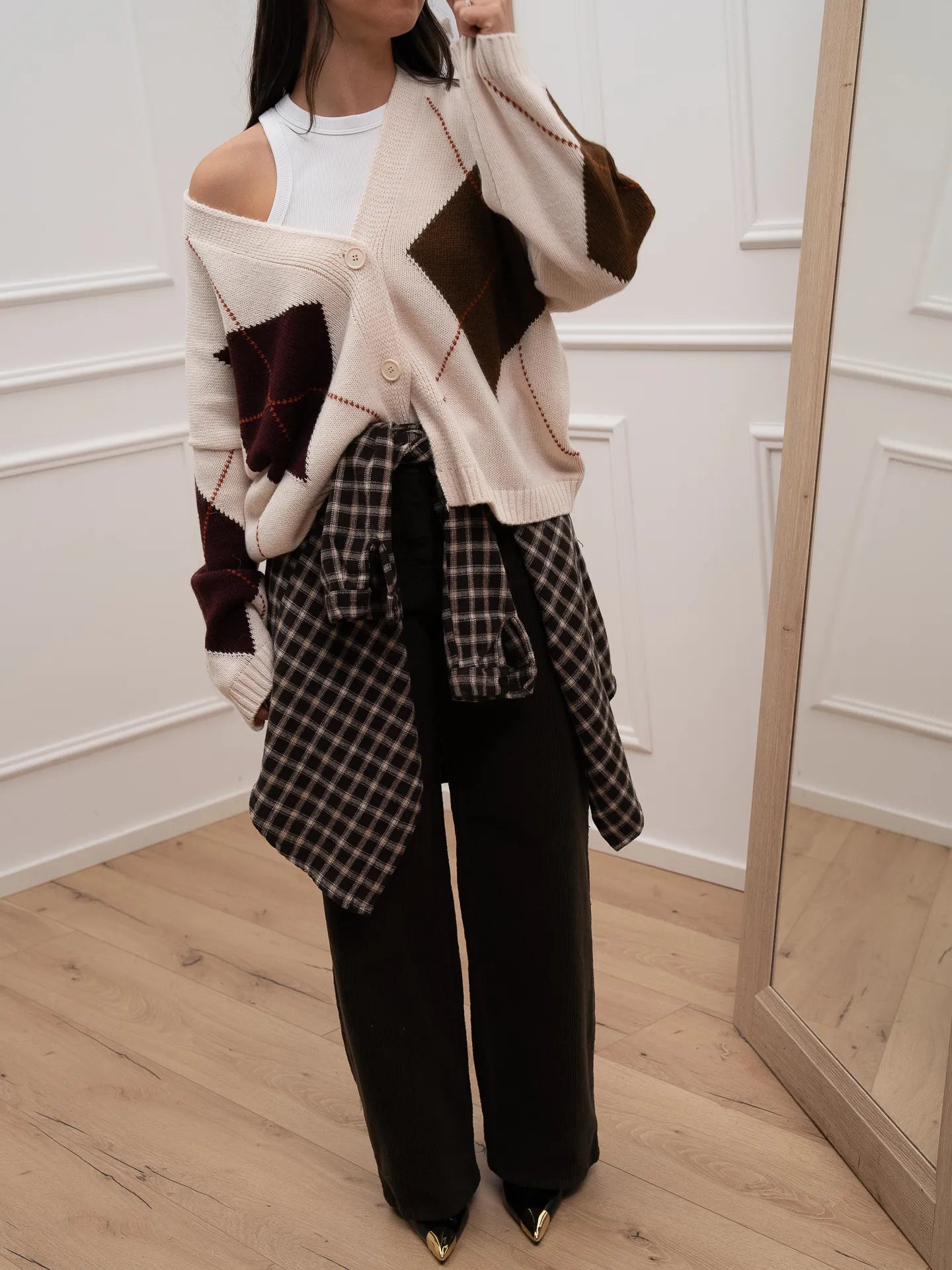 Cardigan a rombi pasta, moka e vino - HaveOne