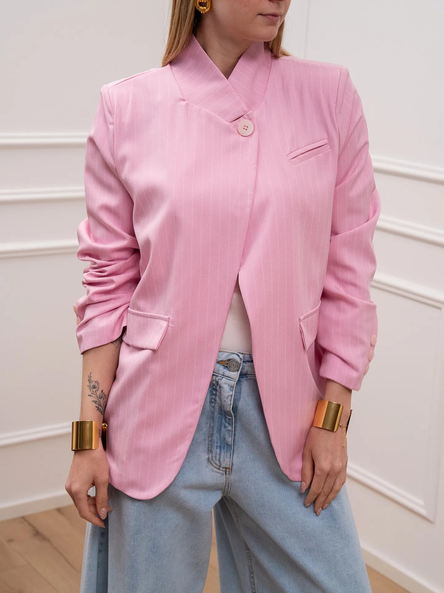 Giacca Mirage gessata rosa - Crispy