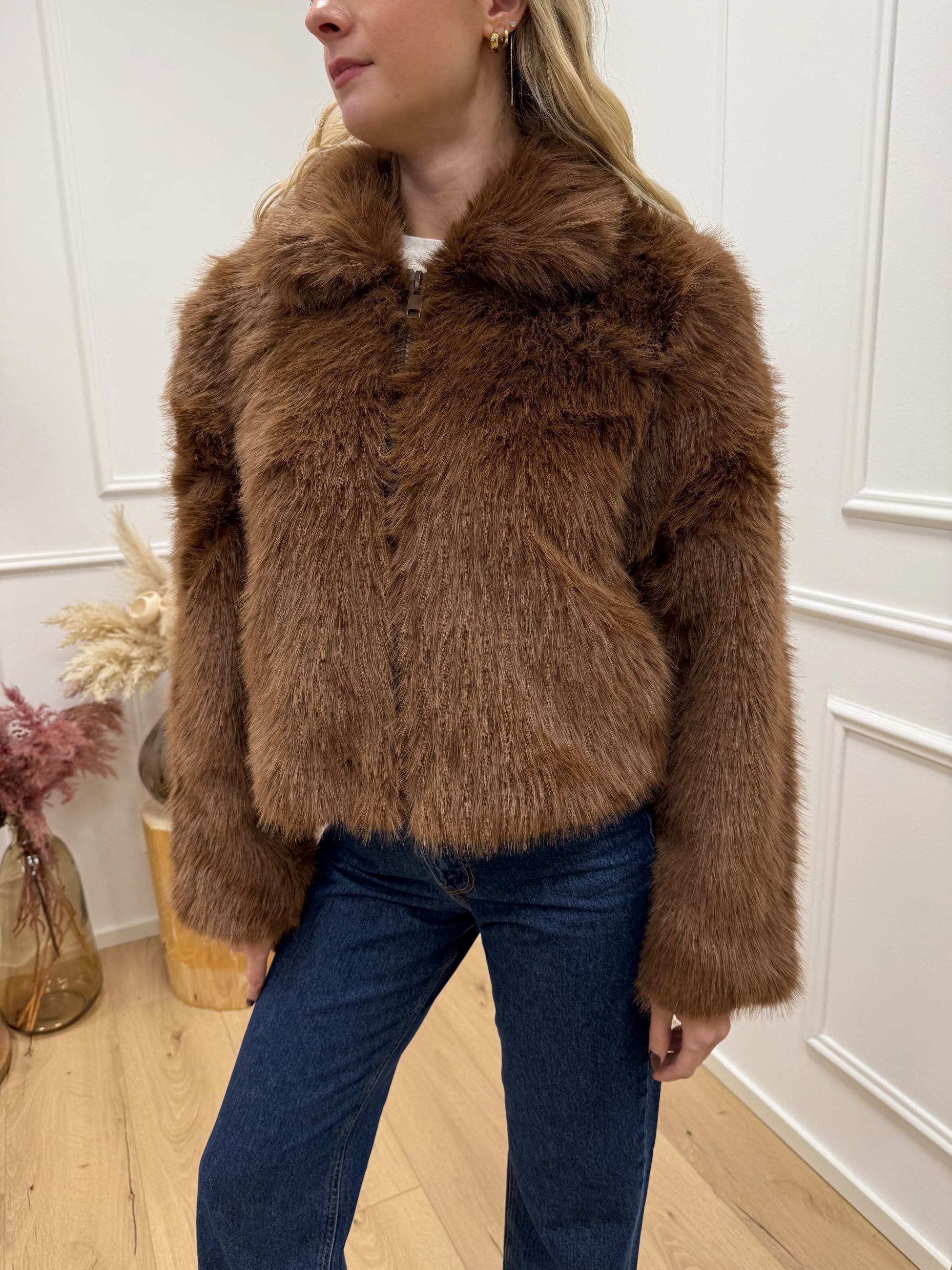 Pelliccia Tania crop mou con zip - JJXX