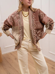 Cardigan alanui rosa, noce e toffee sfrangiato - Kontatto