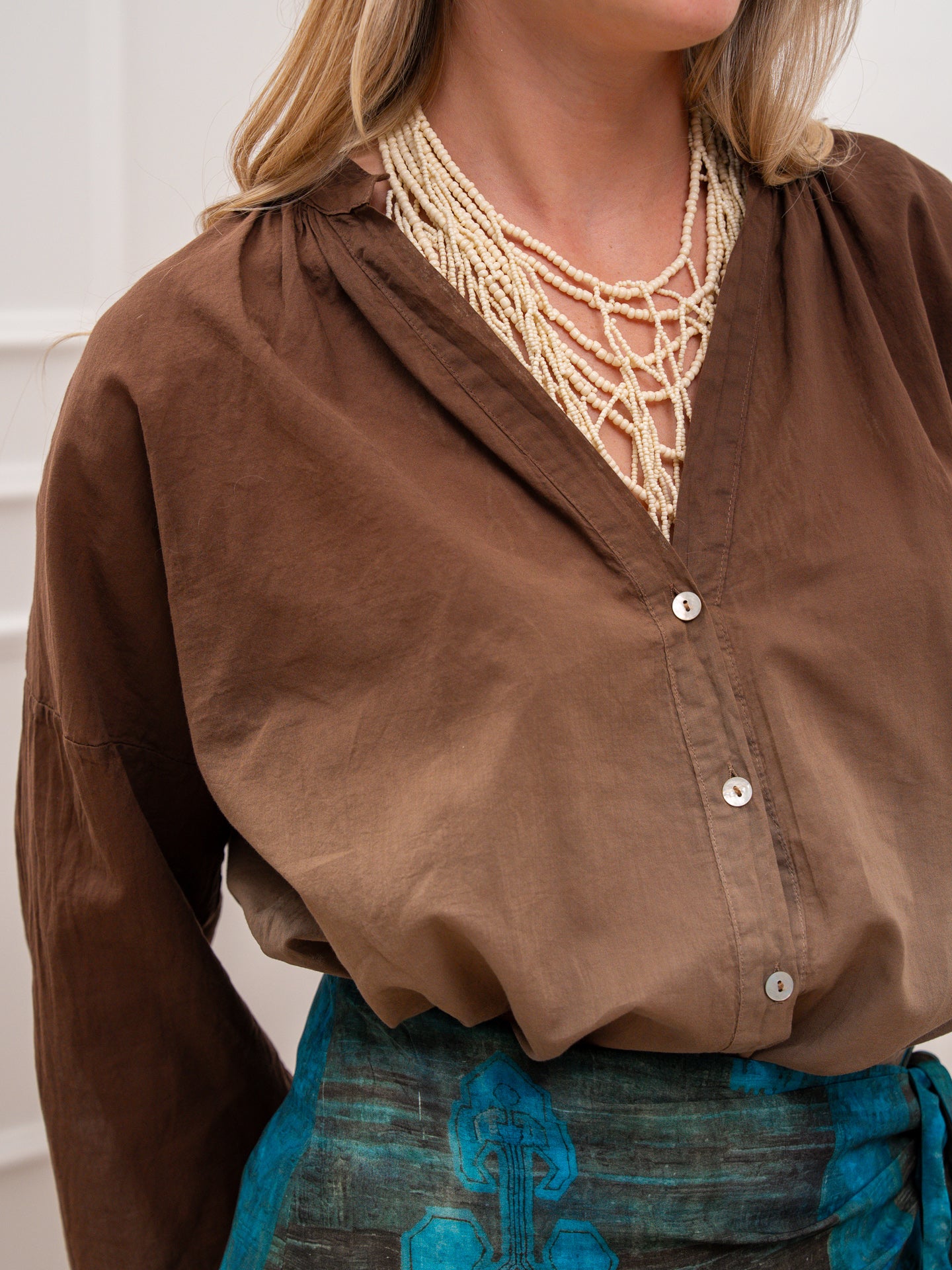 Camicia in voile di cotone sfumata moro - HaveOne