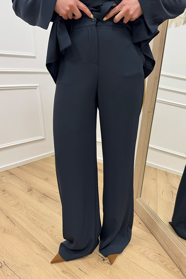 Pantaloni blu in cady con elastico - Dixie