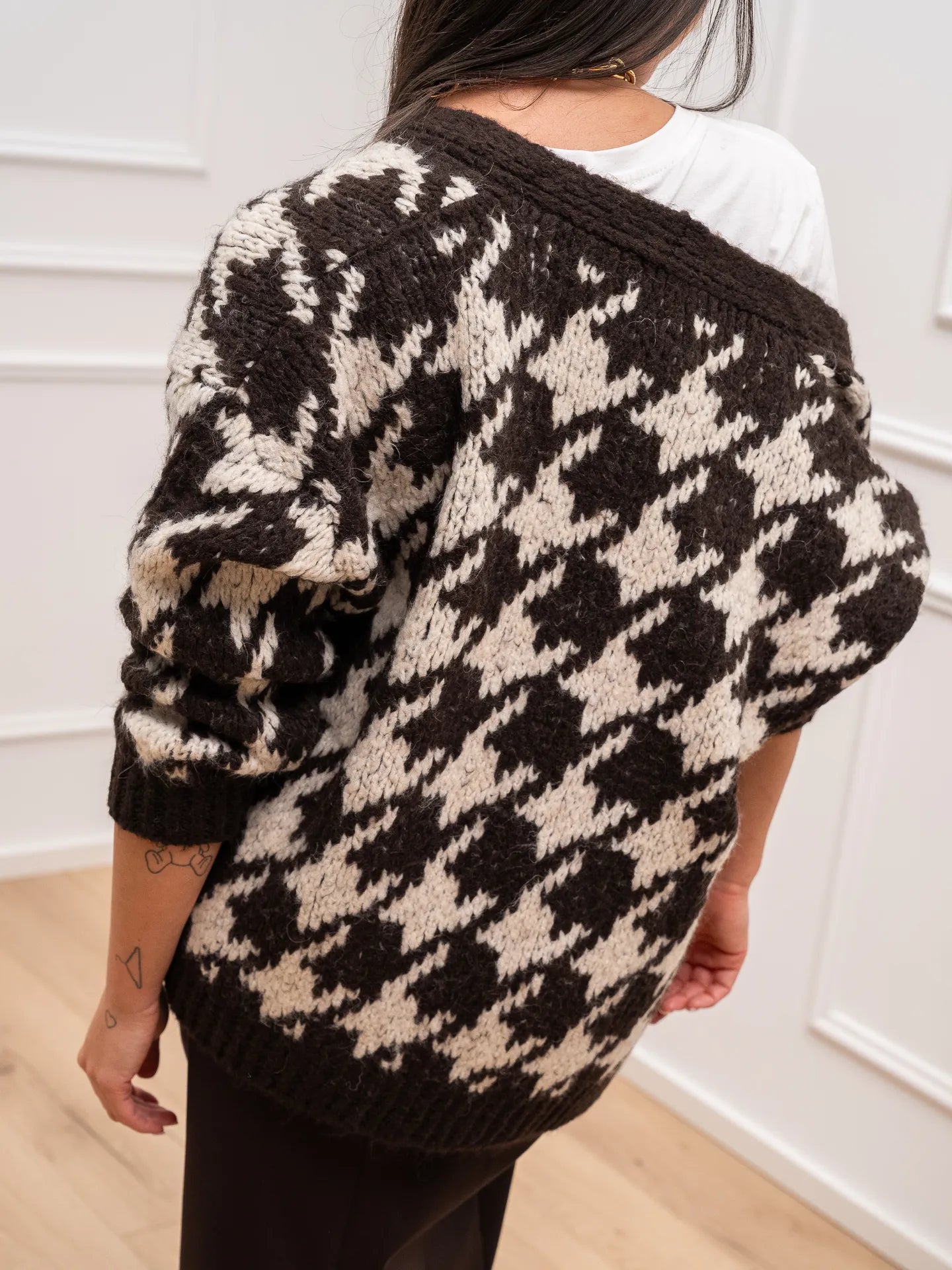Cardigan pied de poule moro e calce - HaveOne