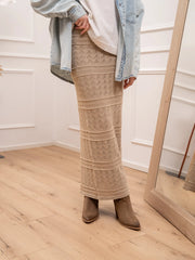 Gonna lunga in maglia traforata beige - Kontatto