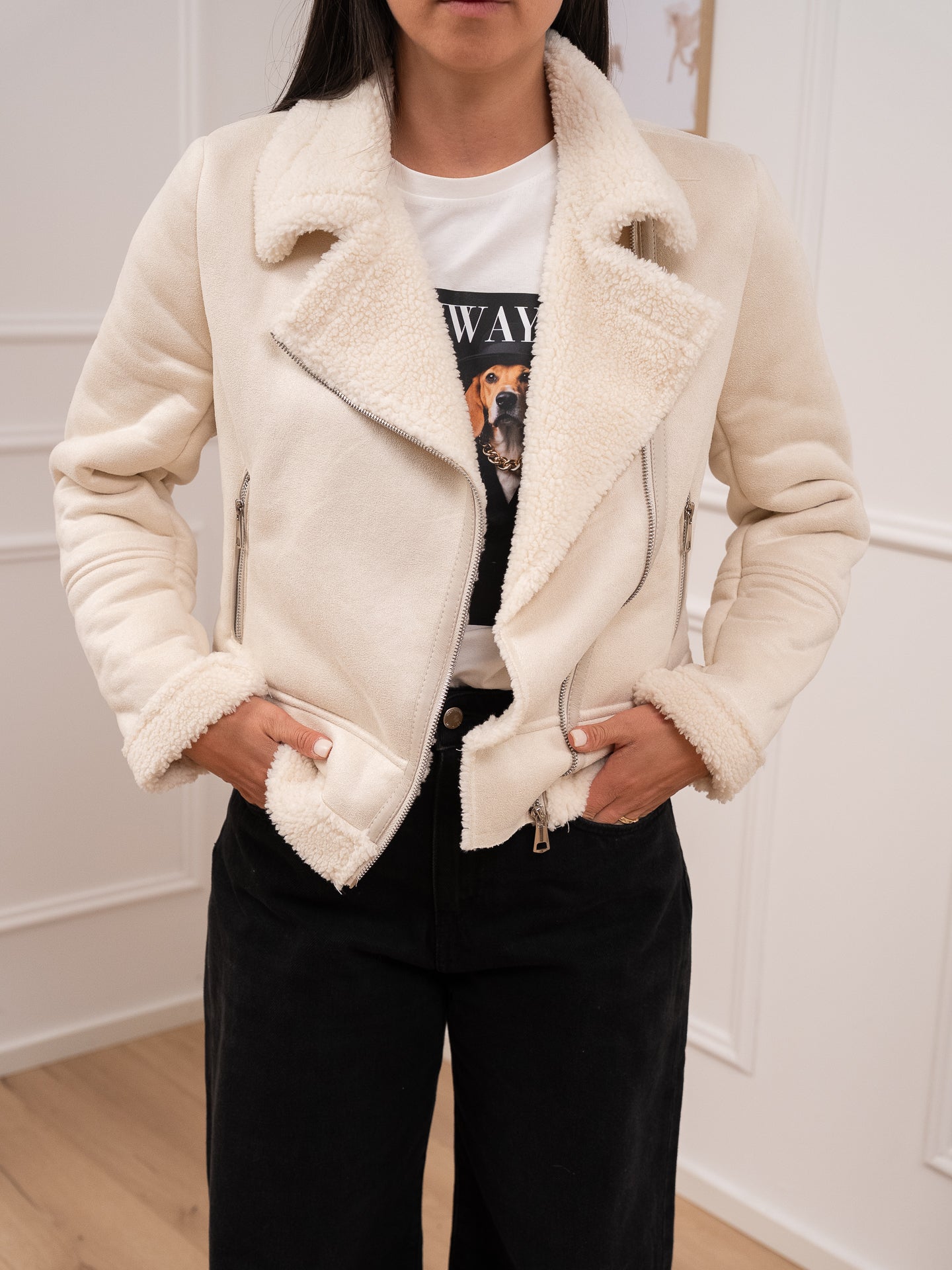 Montone scamosciato panna fit corto - HaveOne