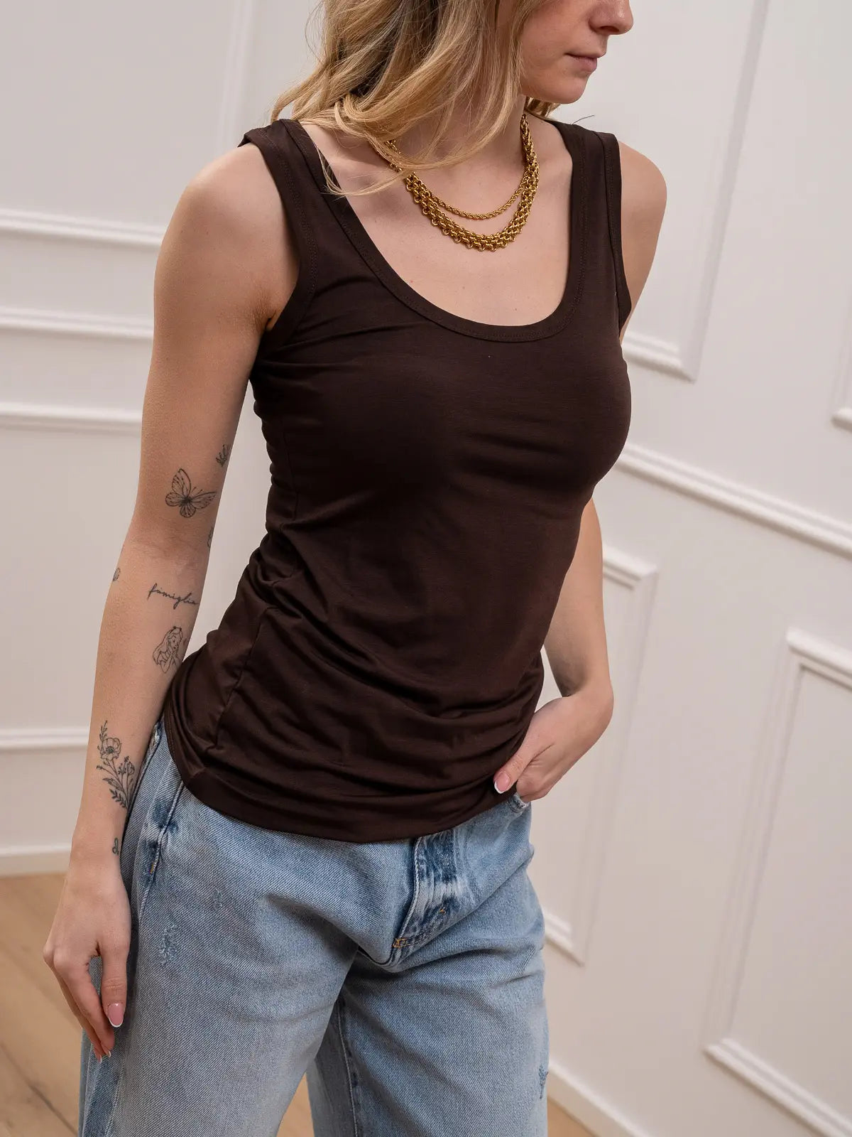 Canotta cioccolato basic in viscosa - Kontatto