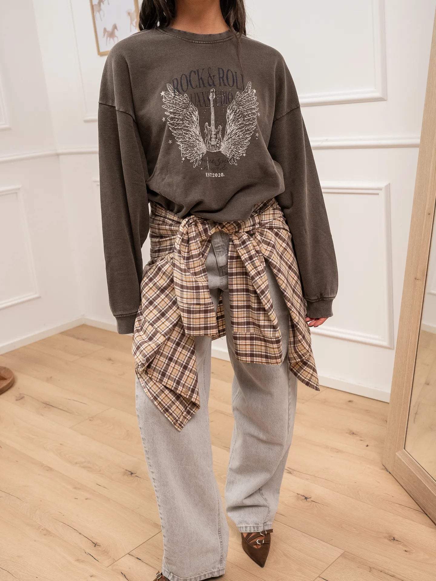 Felpa moro slavata Rock&Roll - JJXX