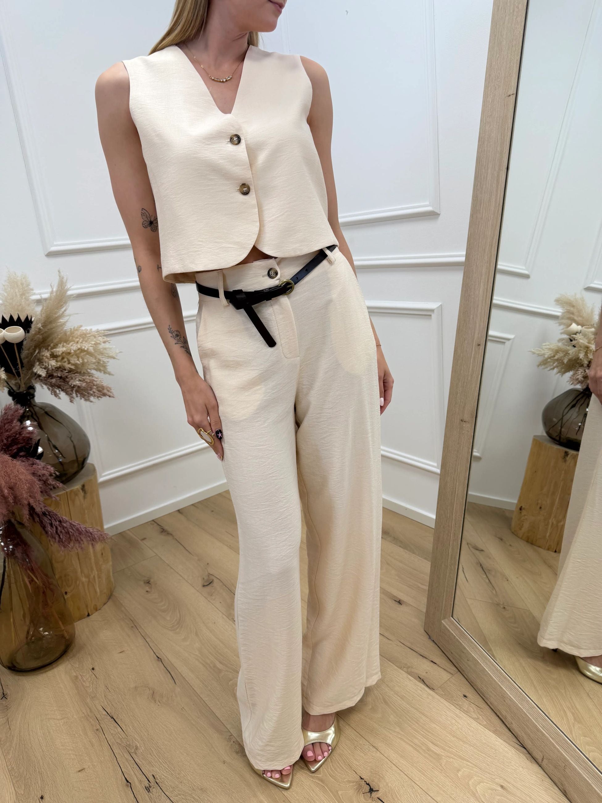 Gilet Selma avorio fit cropped - HaveOne
