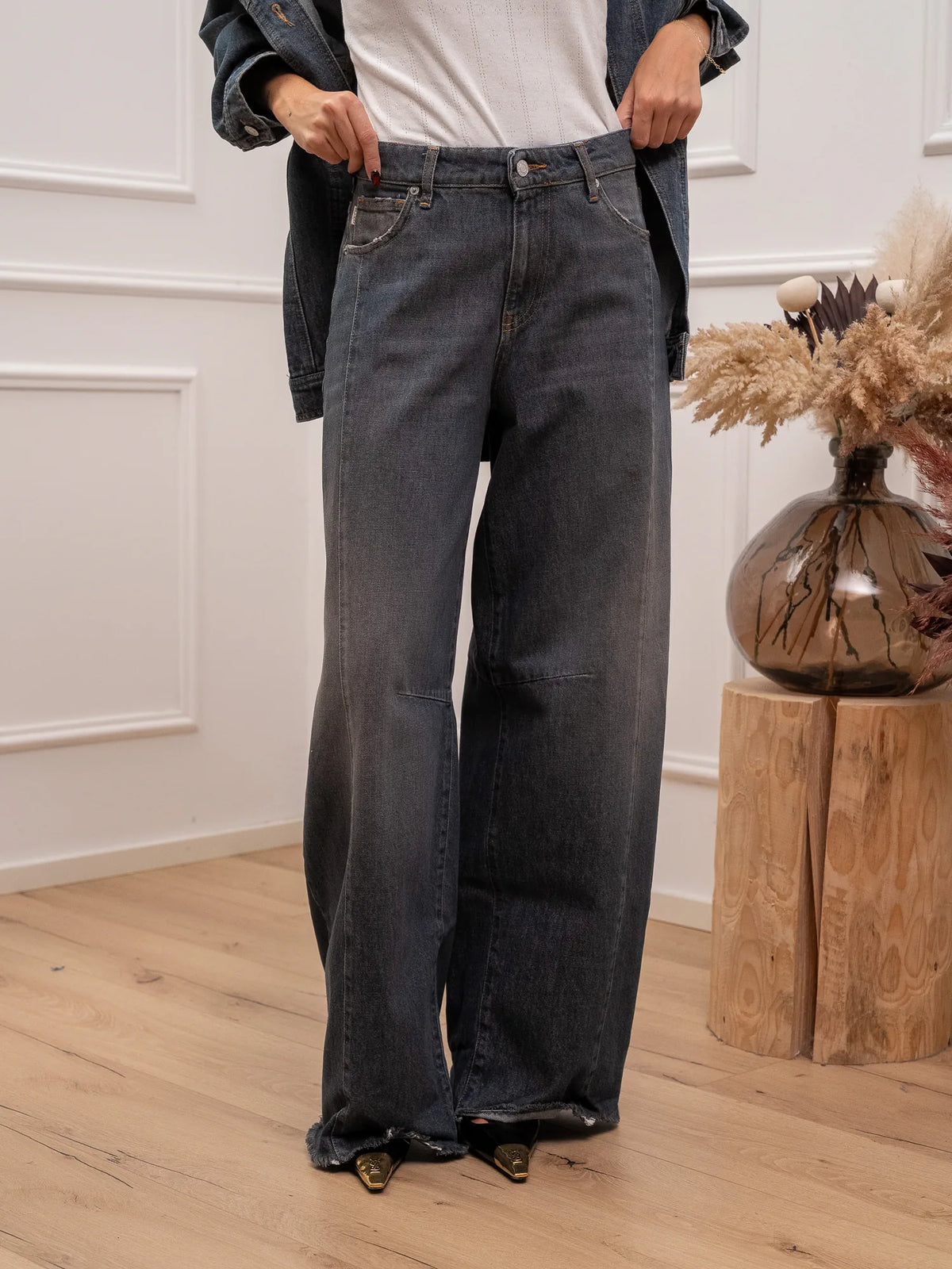 Jeans denim Maite barrel con impunture - Vicolo