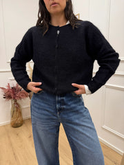 Cardigan soffice nero in alpaca - Kontatto