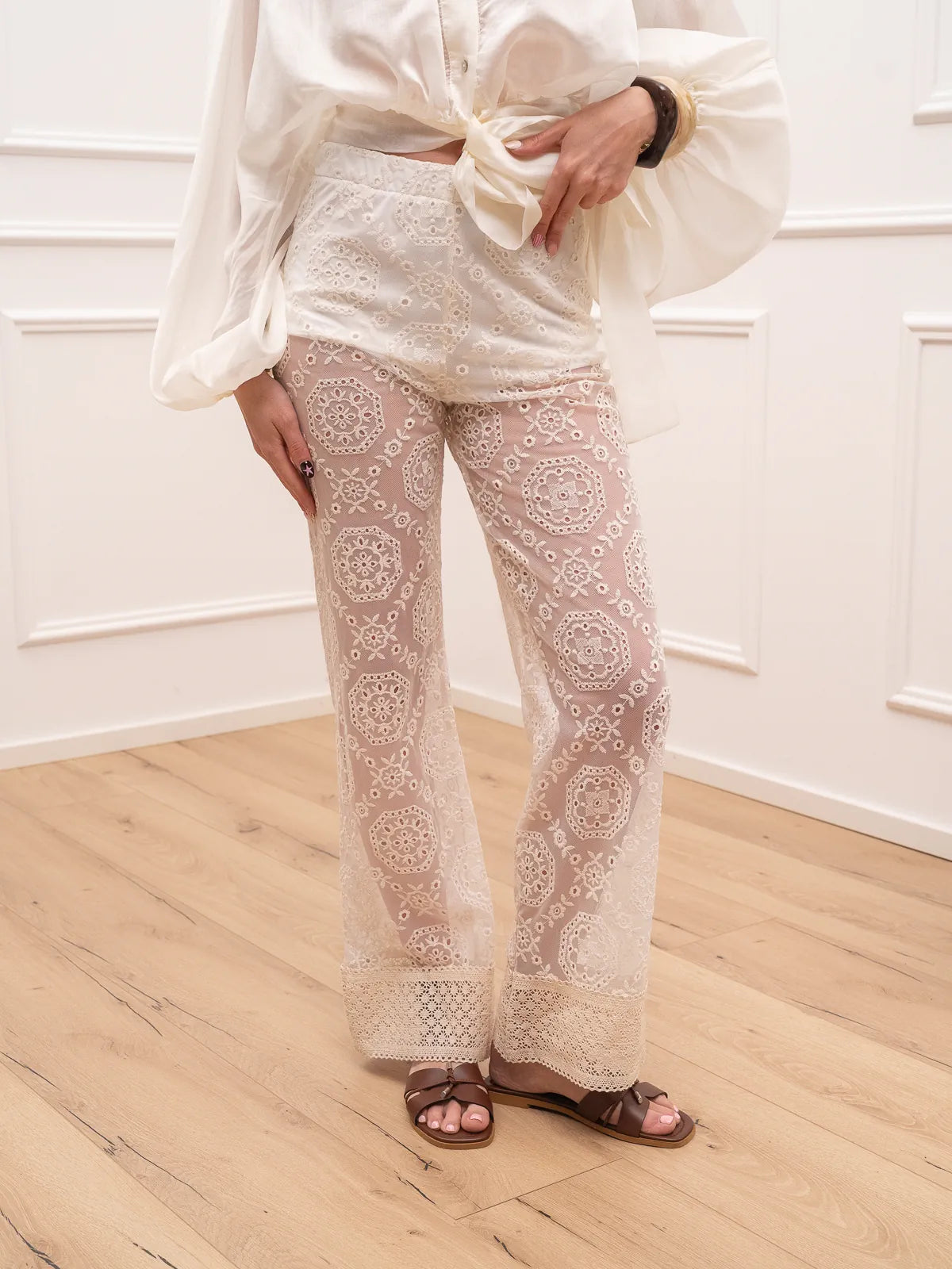 Pantaloni Bohemien con ricami burro e culotte - HaveOne