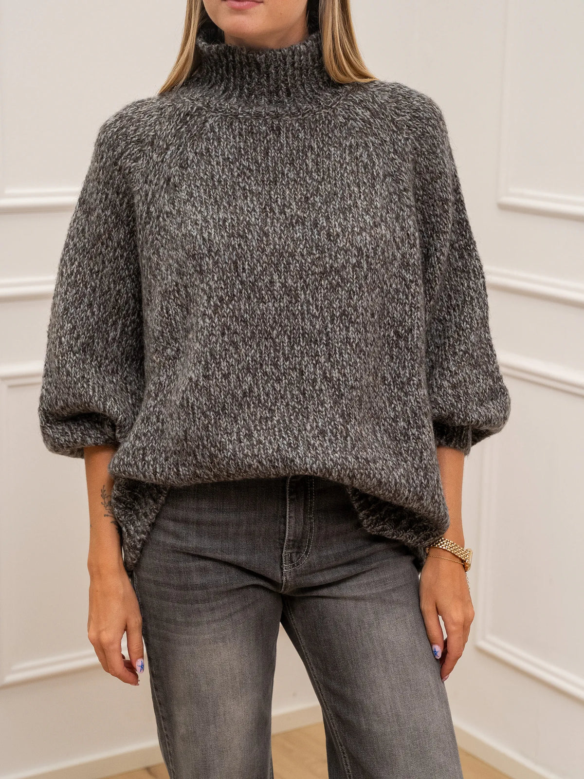 Maglia lupetto over bicolor misto mohair - Kontatto