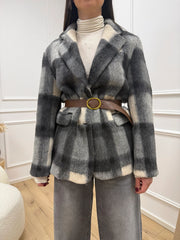 Giacca cappotto check burro e grigia - Vicolo