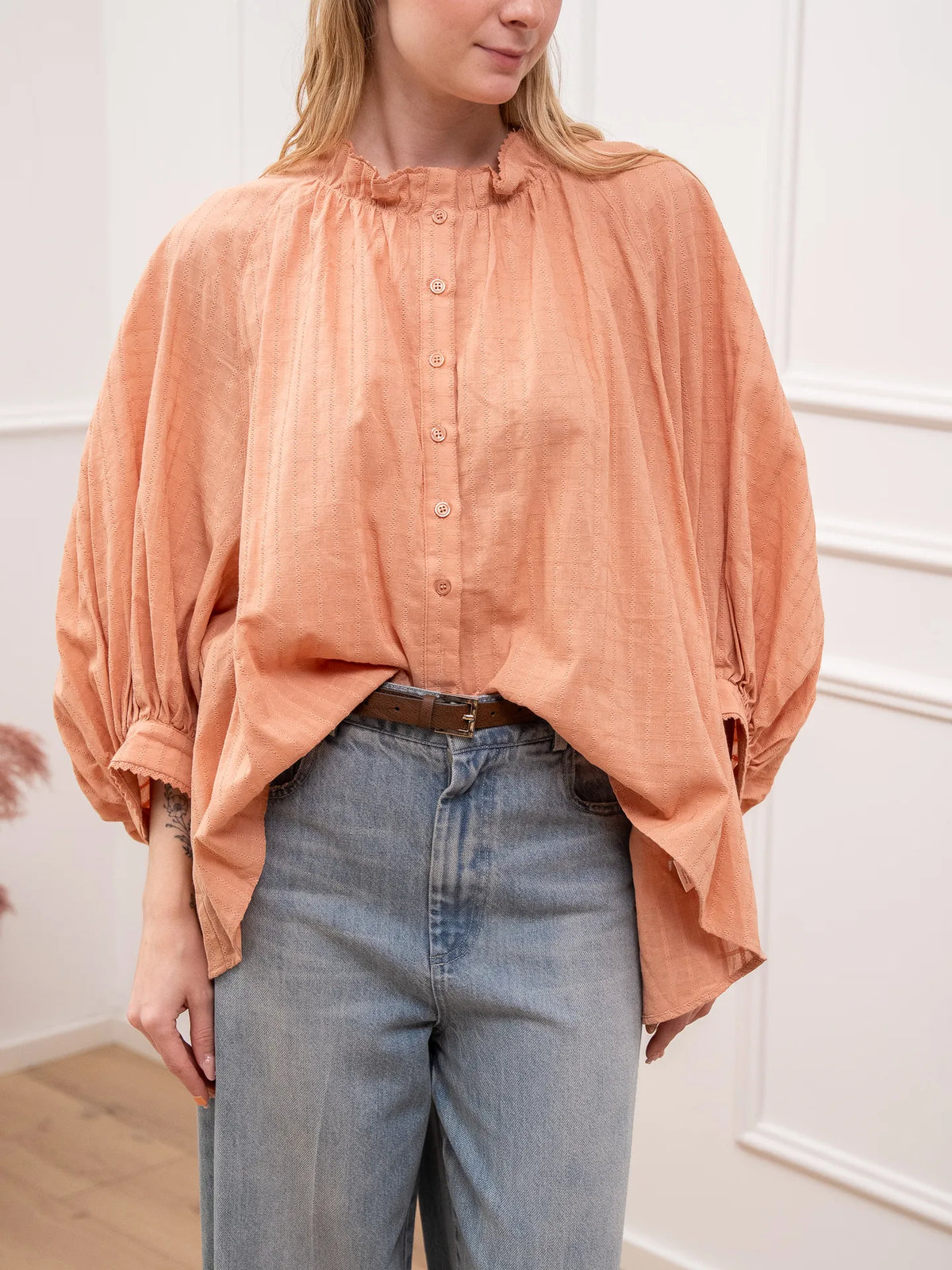 Camicia Waffle pesca - Crispy