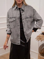 Camicia oversize in denim grigia - HaveOne