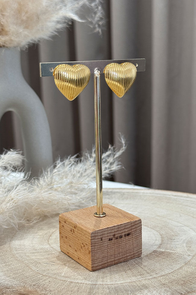 Orecchini cuore zigrinato oro - Calibro Shop