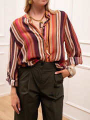Camicia righe multicolor in lyocell - HaveOne