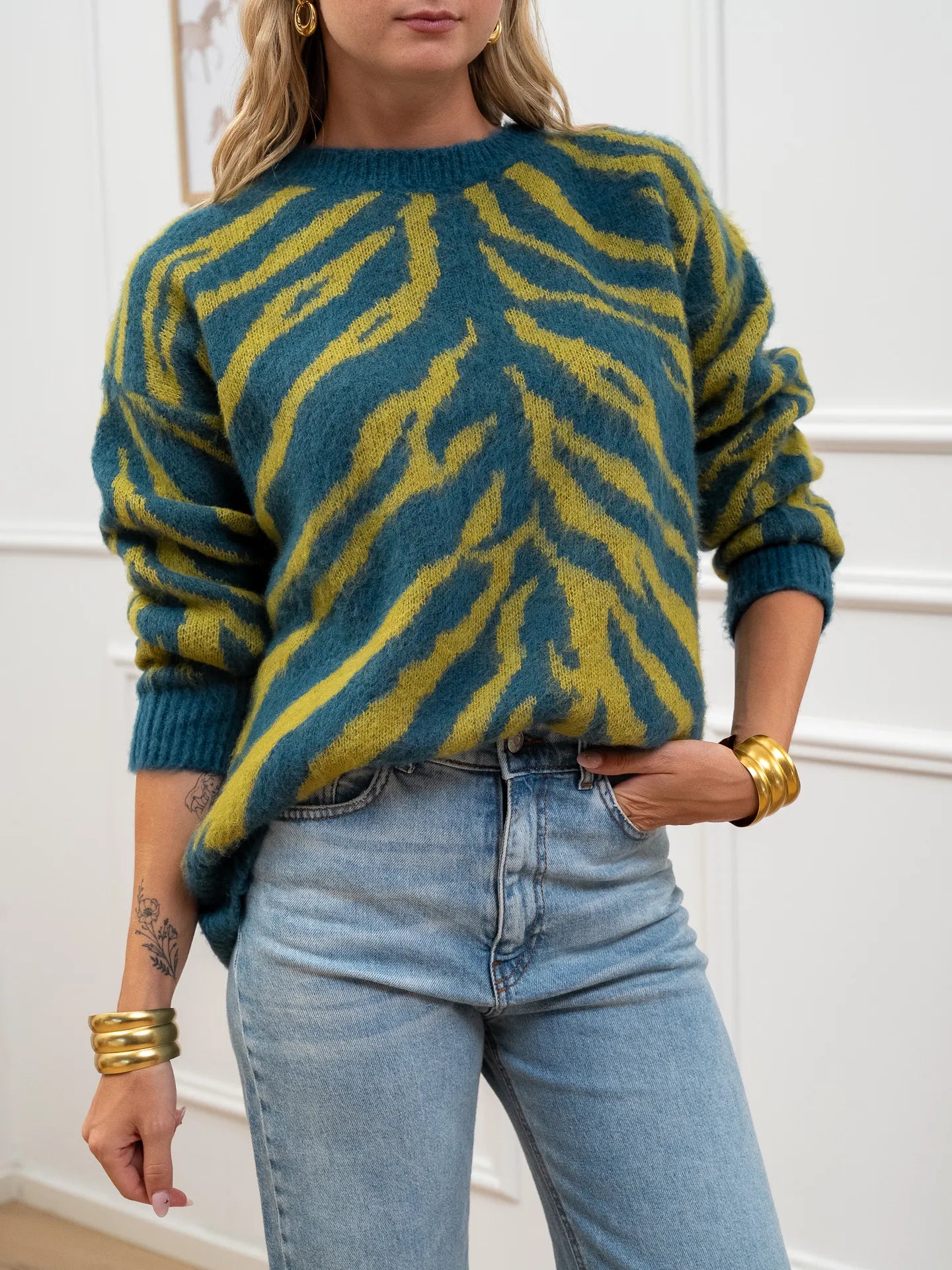 Maglia jacquard ottanio oversize - HaveOne