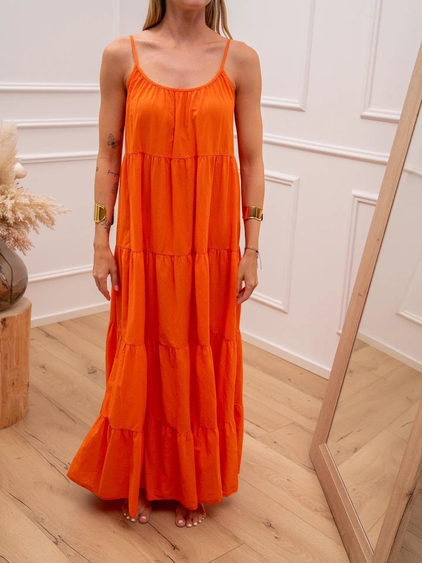 Vestito Balze lungo arancio - Tensione In