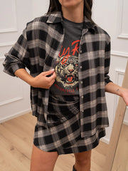 Camicia basic check grigia in viscosa - HaveOne