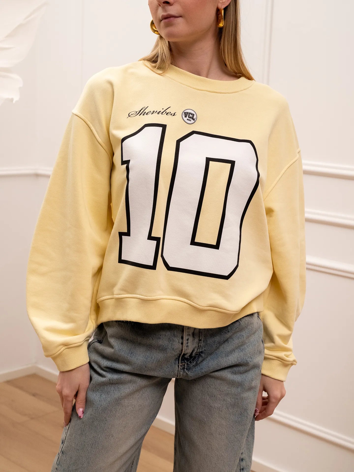 Felpa baseball 10 giallo pulcino - Vicolo