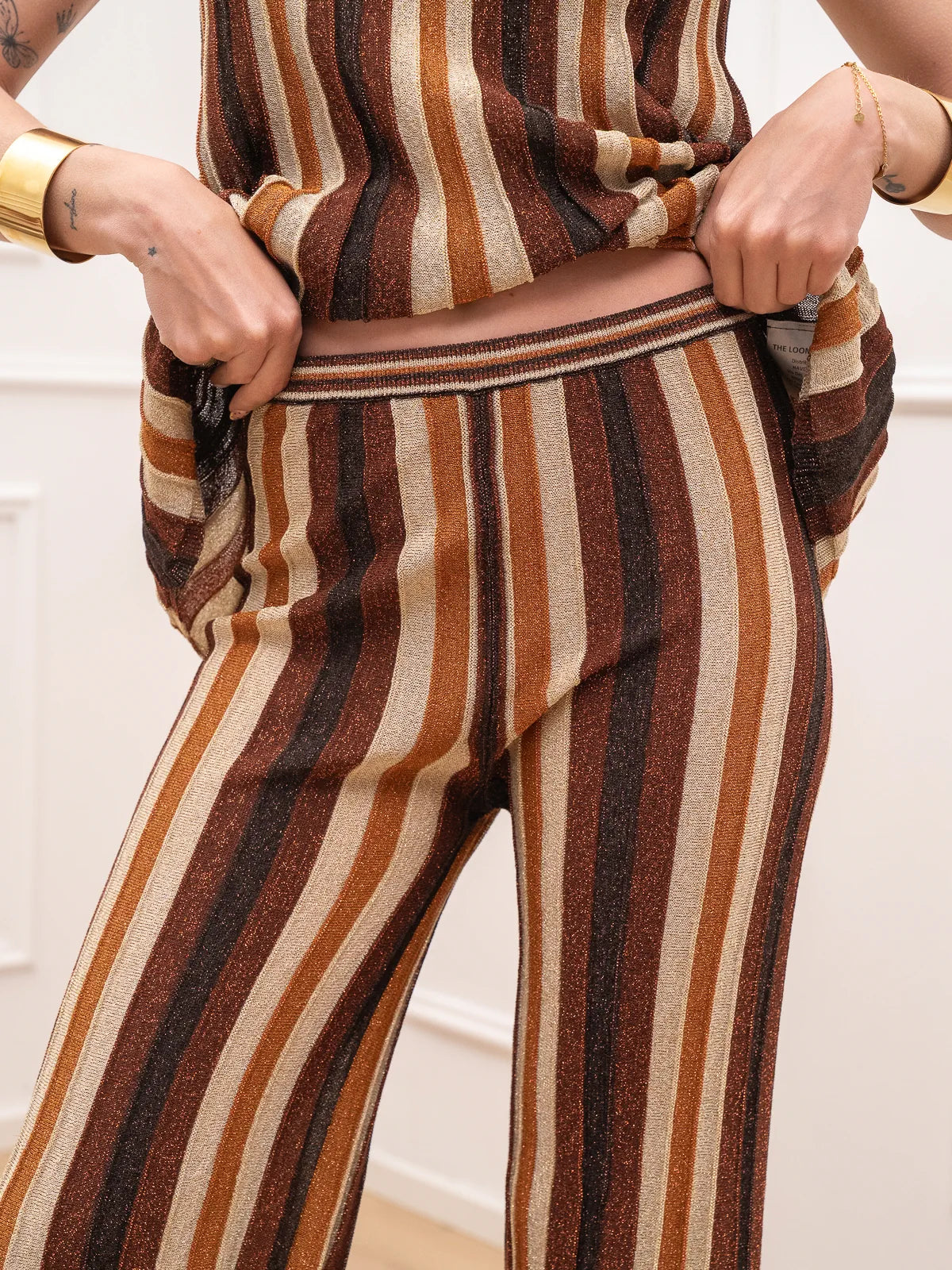 Pantaloni multicolor moro in lurex - The Loom Archive