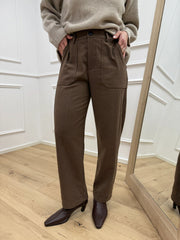 Pantaloni carrot tabacco melange misto lana - Vicolo