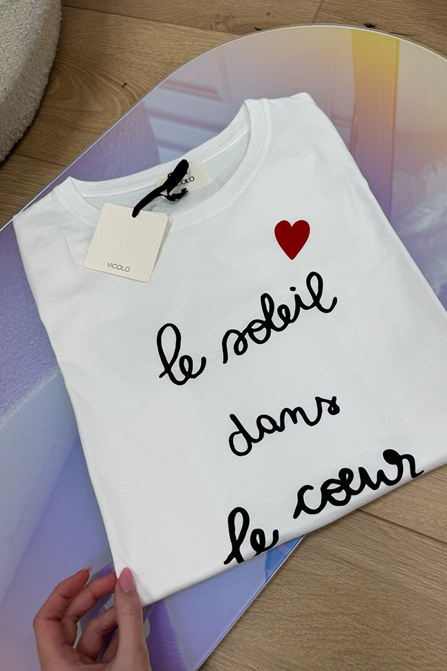 T shirt bianca stampa Le Soleil - Vicolo