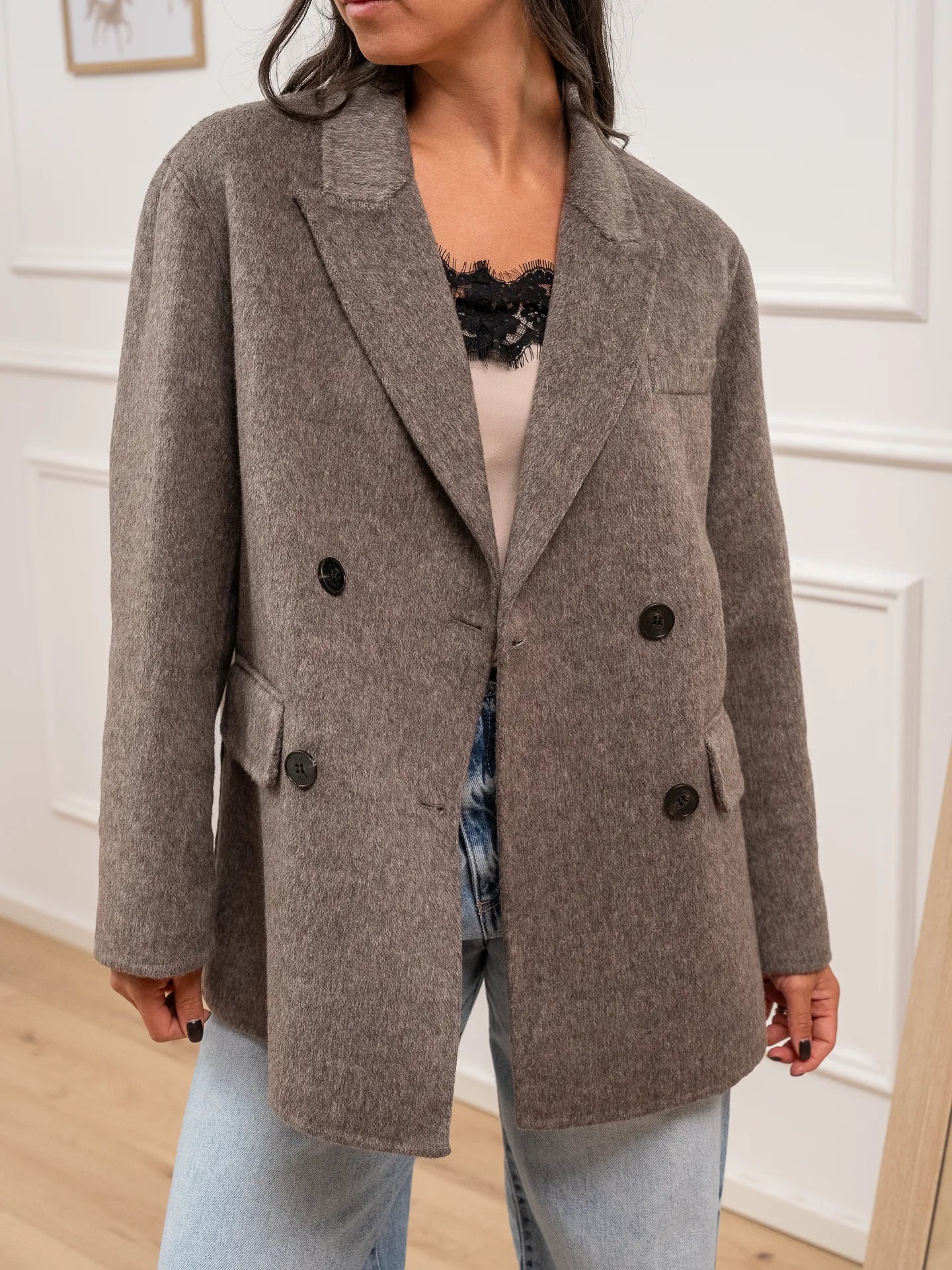 Cappotto corto fango doppiopetto - Vicolo