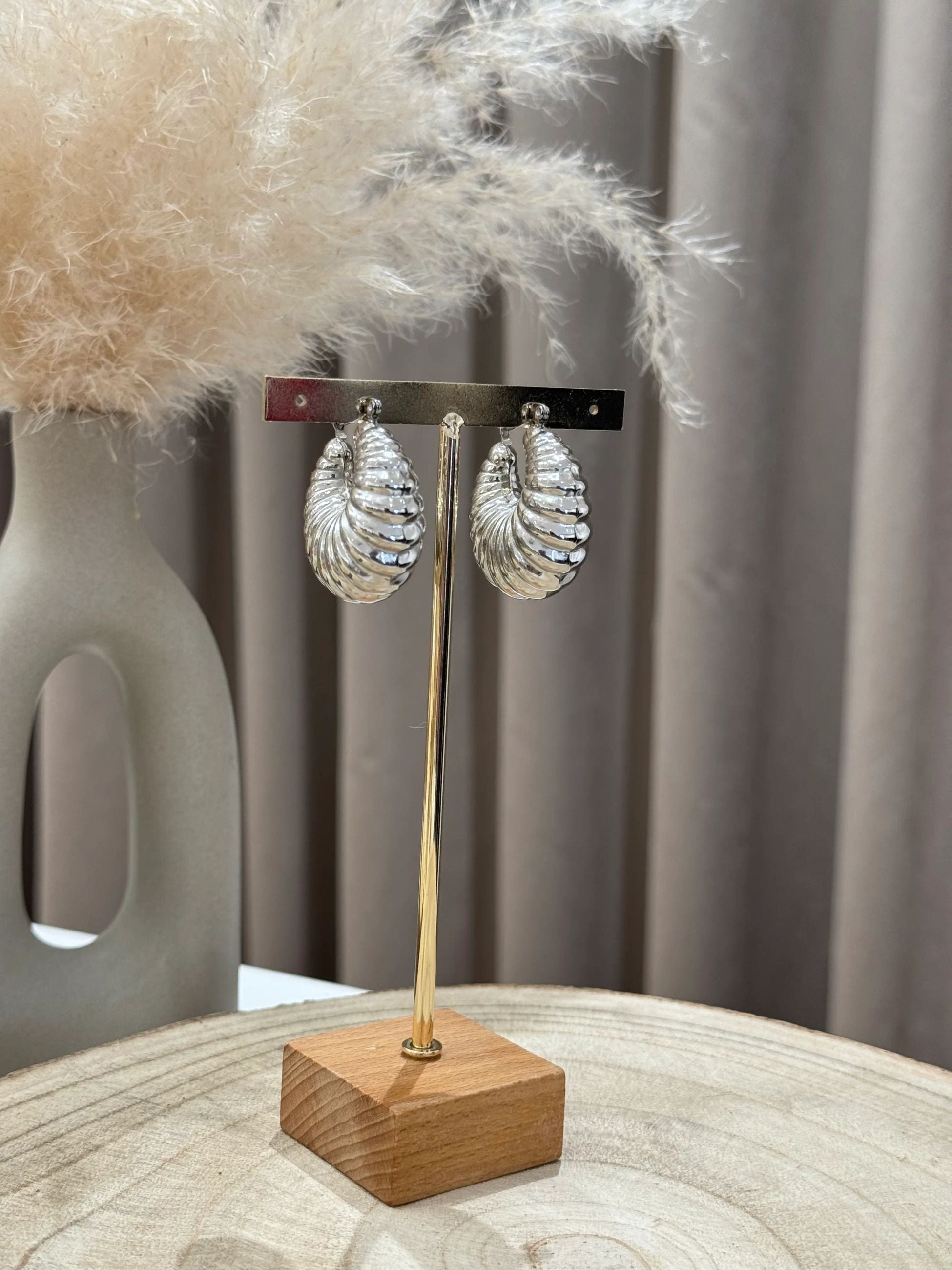 Orecchini balloon rigati argento - Calibro Shop