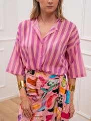 Camicia rigata lilla e rosa - Tensione In