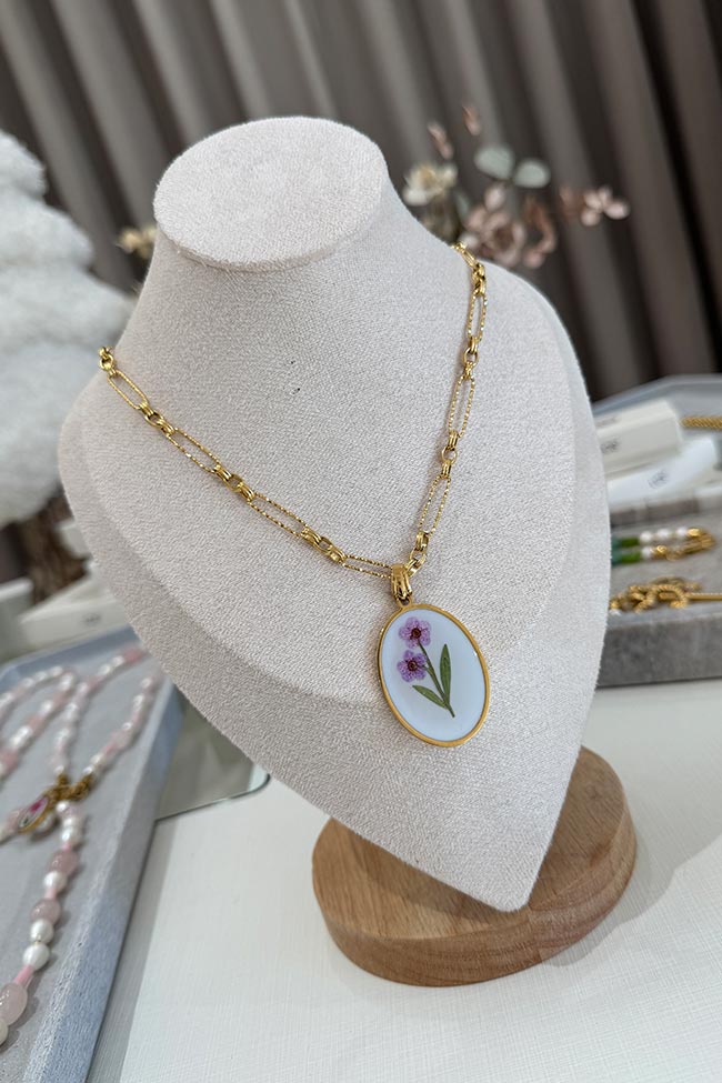 Collana solitary twin blossom viola - LCS