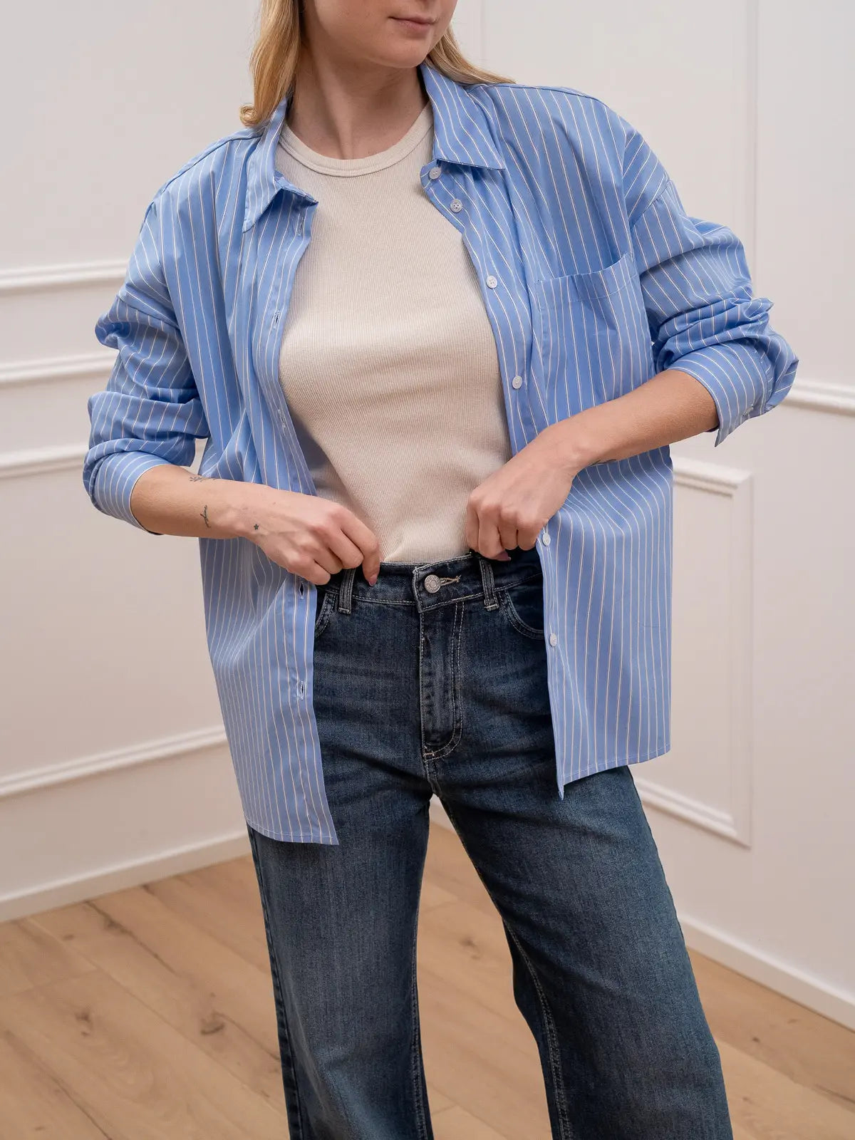 Camicia Bisou rigata celeste - Dixie