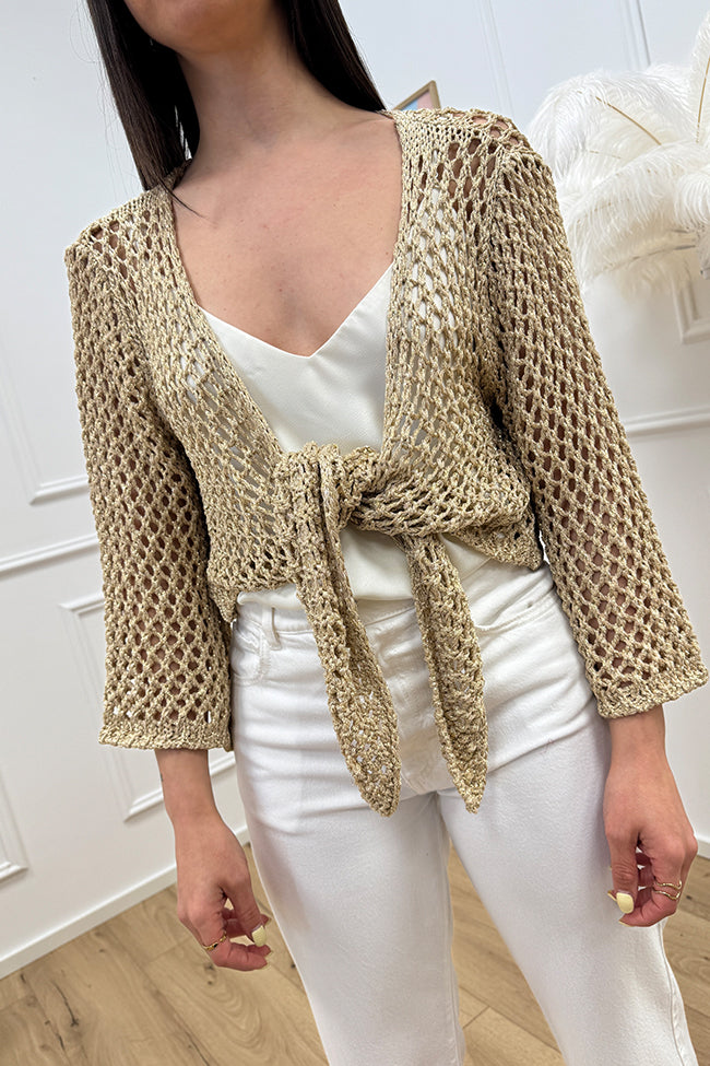 Cardigan lamè oro chiaro scaldacuore - Vicolo