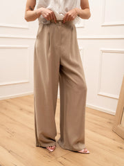 Pantaloni soft touch sabbia con pinces - HaveOne