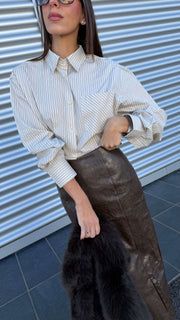 Camicia over rigata Billie - Glamorous