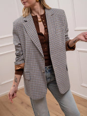 Giacca Ludo micro check blu e camel - Vicolo