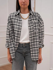 Camicia check grigia stampa rock sul retro - Tensione In