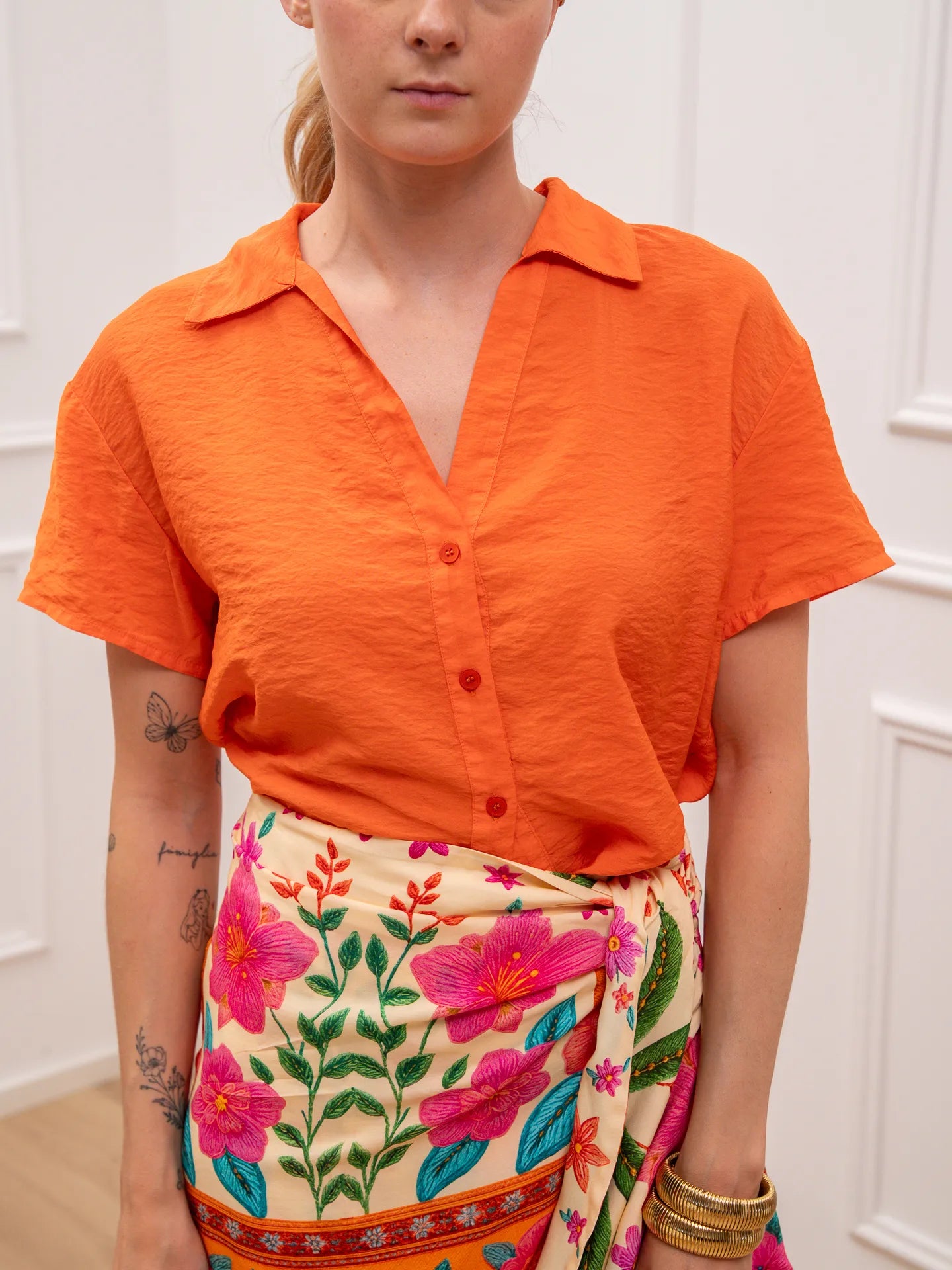 Camicia mezza manica Marea arancio - Tensione In