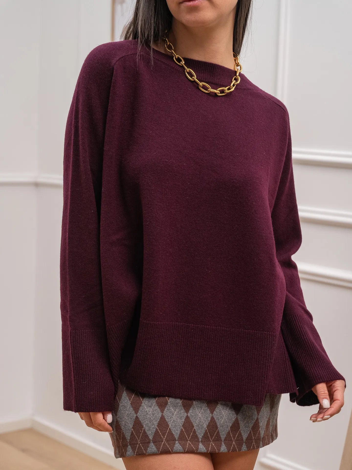 Maglia over vino 100% lana - Tensione In