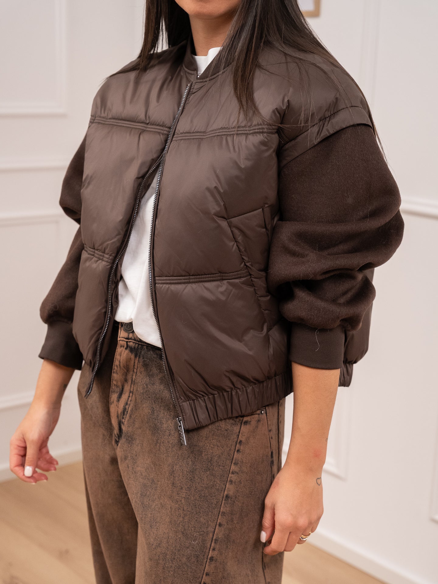 Piumino corto moro manica in panno - Vicolo